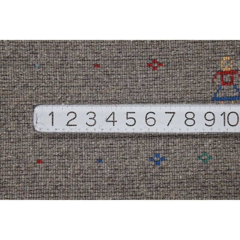 Hand Knotted Oriental 100% Wool Carpet Tribal Tribal Greys & Charcoal Gabbeh Area Rug - 12' 0'' X 9' 1''