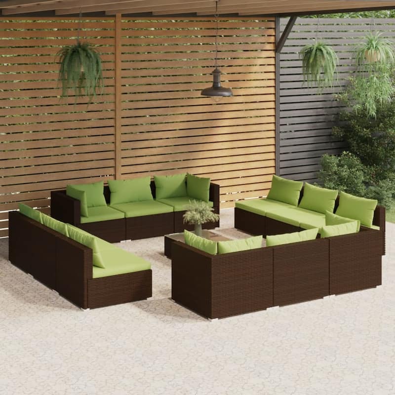 vidaXL Patio Lounge Set Outdoor Sectional Sofa Set Table Garden Poly Rattan