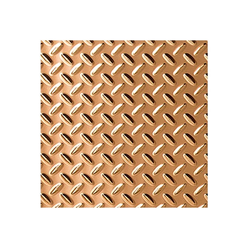 FASÄDE Diamond Plate 4-foot x 8-foot PVC Wall Panel in Polished Copper - 12in x 12in Sample