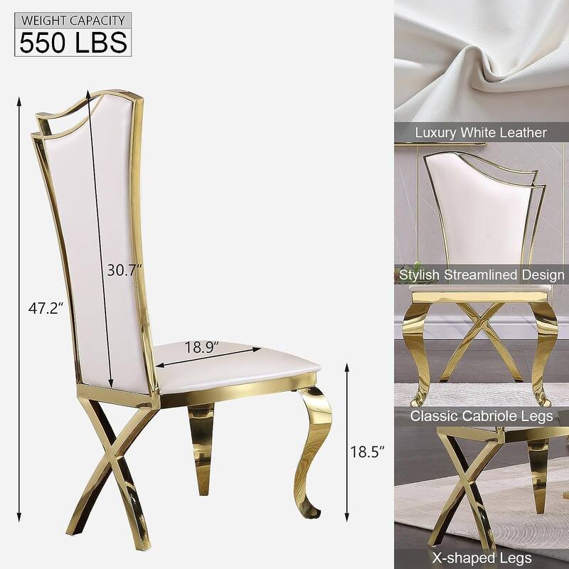 Luxury Upholstered Dining Chairs with Stylish Streamlined High Back with Cabriole X-Shaped Legs