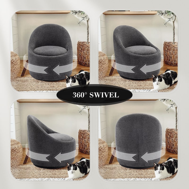 Modern Barrel Swivel Accent Chair - 360° Rotation & Hidden Storage Ottoman, Compact for Small Spaces
