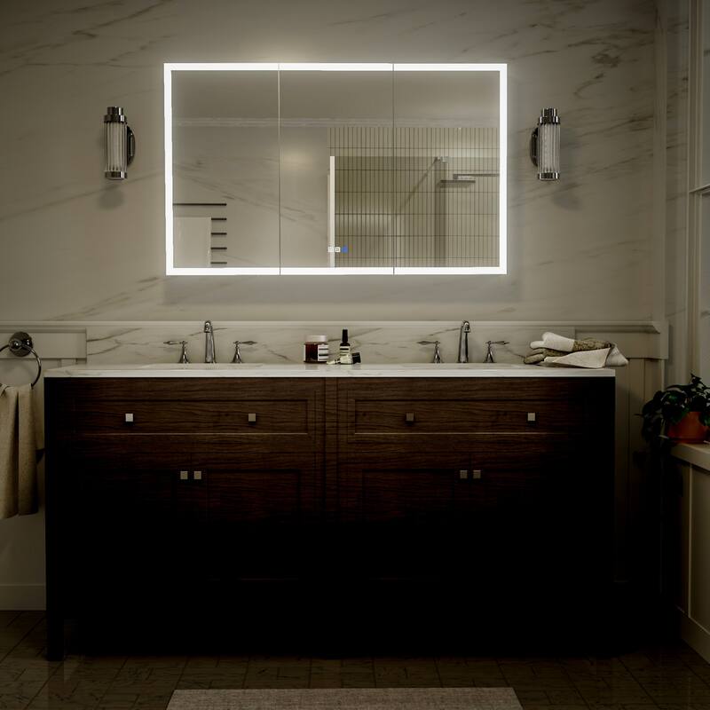 Modland 36"-48"W x 30"H LED Bathroom Medicine Cabinet Dimmable Anti-Fog,Recessed or Surface Mount