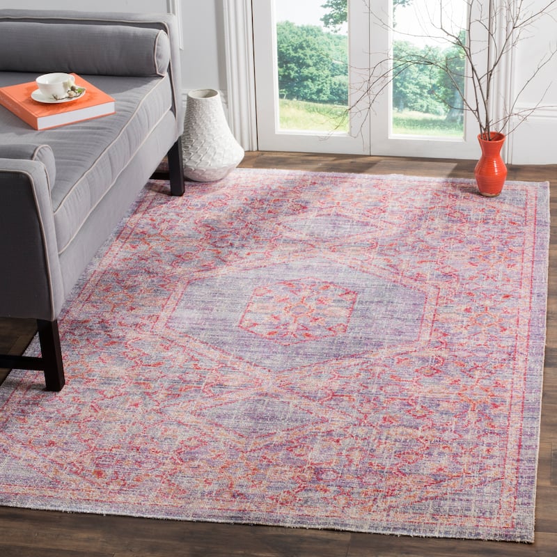 SAFAVIEH Windsor Hannah Cotton/ Polyester Silky Distressed Rug - 9' x 13' - Lavender/Fuchsia