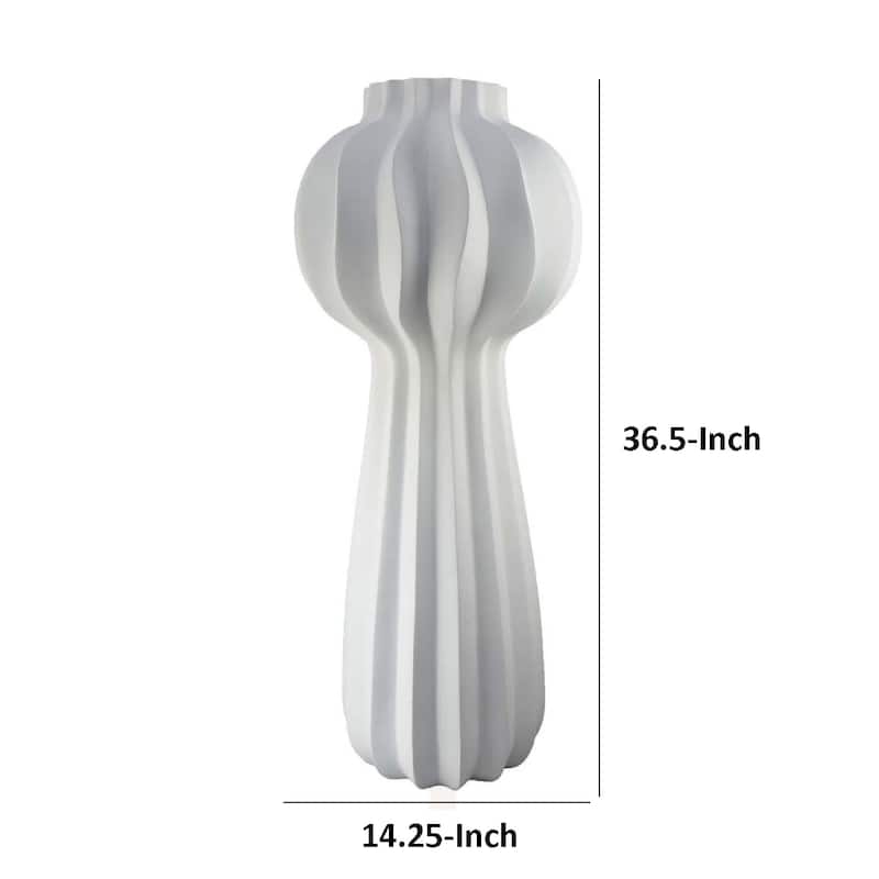 Samo Decorative Vase, Textured Body w Bulb Top, 37 Inch White Resin