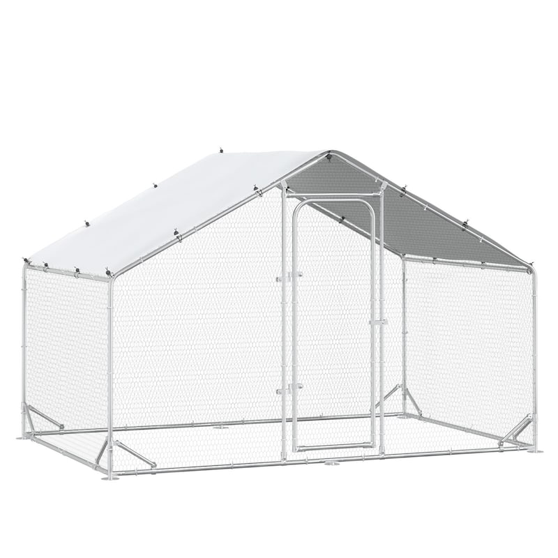 BOSSIN Bold Chicken Coop Run Large Metal Chicken Pen OutdoorPoultry Cage Spire Shape Heavy Duty Walkin for Yard with Waterproof - 9.84 * 6.5 * 6.4 -ycw