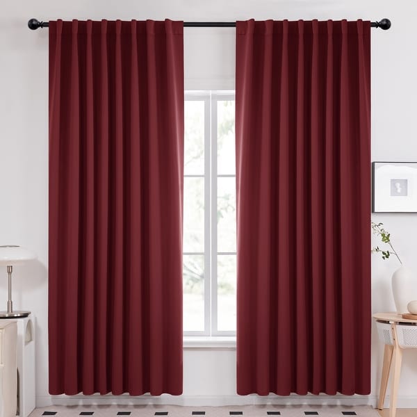 Room Darkening 70 Width Curtains (2 Panels) - 70 x 95 - Burgundy Red
