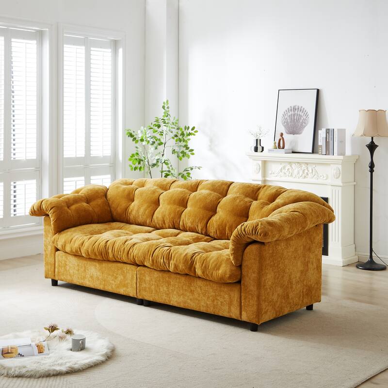 99.2" Fabric Modern Classic 3-Seater Sofa with Plush Cushions