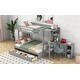 preview thumbnail 12 of 14, Pine Wood Twin over Full Bunk Bed with Shelves, Desk and Drawers