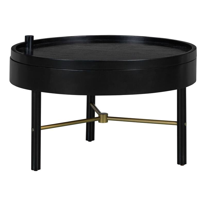 24" Modern Wooden Coffee Table with Rotating Top and Large Hidden Storage Space