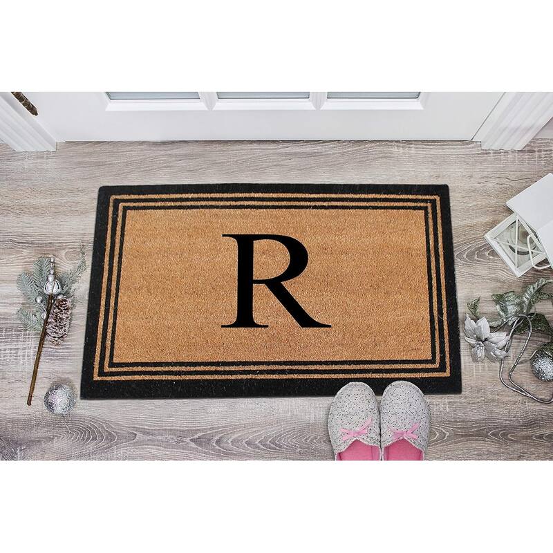 A1HC Pure Natural Coir Monogrammed Heavy Duty PVC Backing Doormat
