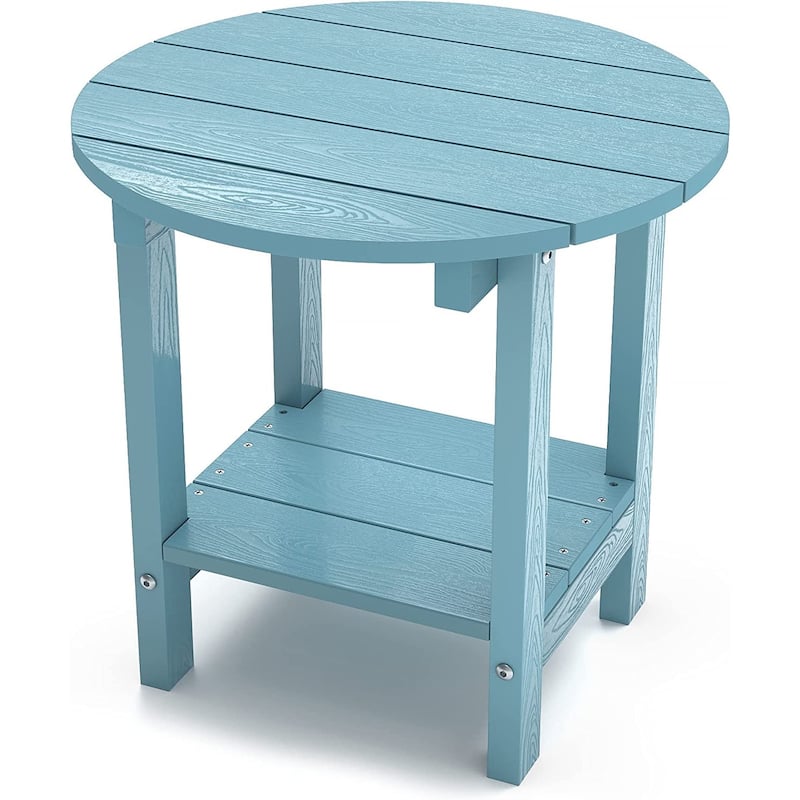WINSOON All Weather HIPS Outdoor Side Tables 2-Tier Adirondack Tables End Tables - Baby Blue