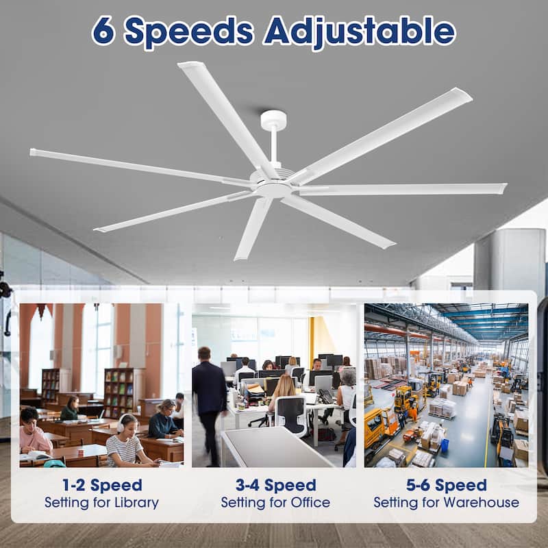 100" Indsutrial Black/ Silver/ White Extra Larger HVLS Commercial Ceiling Fan with Remote - 100" Huge Fan