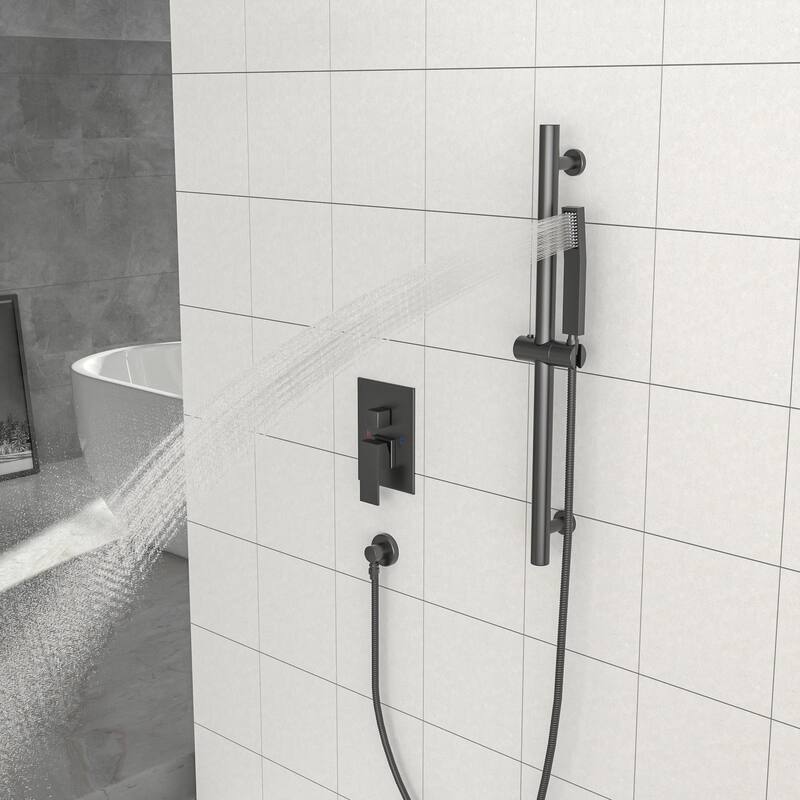 Wall Mounted Square Shower System and Handheld Showerhead Set