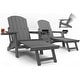 preview thumbnail 28 of 52, WINSOON Set of 2 HIPS Folding Adirondack Chair with Adjustable Backrest and Retractable Ottoman Grey