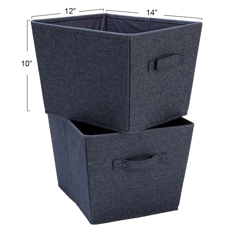Household Essentials Tapered Fabric Hard-Sided Storage Bins with Cloth Handles - 12.0"L x 14.0"W x 10.0"H