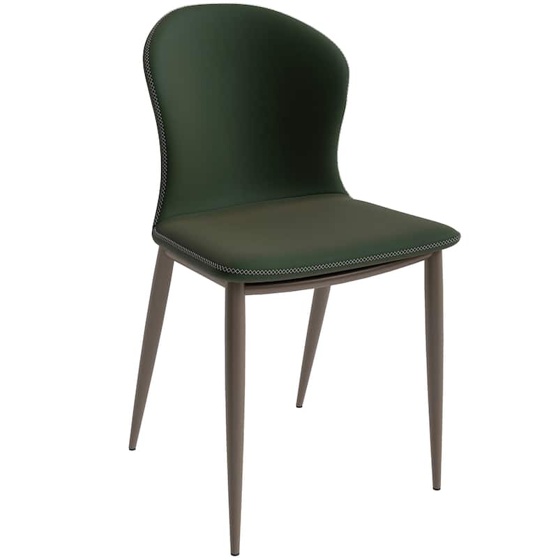 Mosaic Modern Upholstered Fabric Dining Chair with Metal Legs by LeisureMod - Olive Green