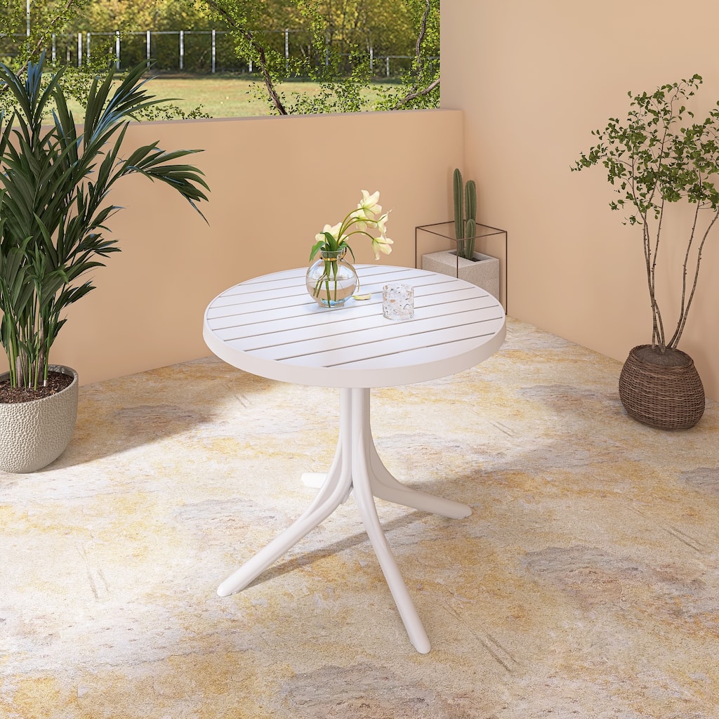 BNK 36 Inch PP Round Table, Indoor/Outdoor Dining Table & Coffee Table, Patio Table for Garden, Courtyard, Kitchen, Camping