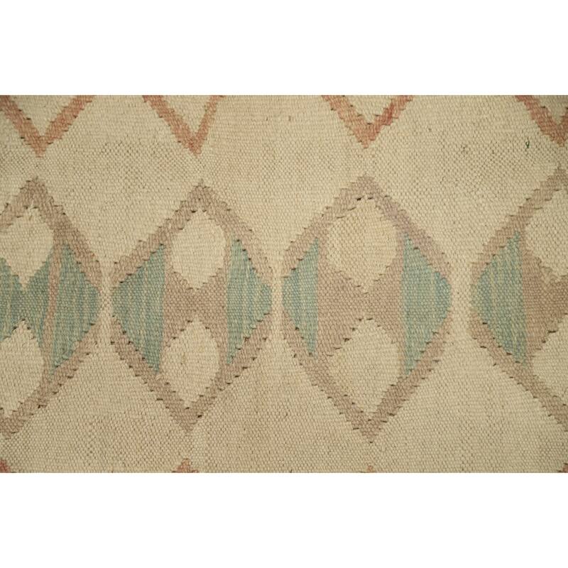 Hand Woven Oriental 100% Wool Carpet Southwestern Tribal Beige & Ivories Kilim Area Rug - 4' 9'' X 3' 4''