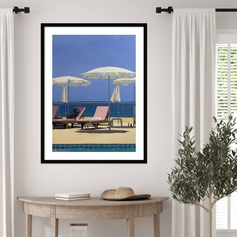 Seaside landscape by Borgenhag Holmqvist Wood Framed Wall Art Print - Svelte Noir Black