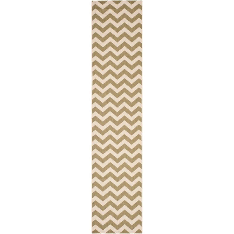 SAFAVIEH Courtyard Joycelyn Indoor/ Outdoor Waterproof Patio Backyard Rug - 2'3" x 10' Runner - Green/Beige