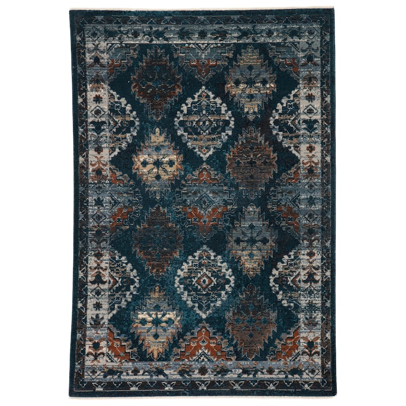 Lia Medallion Area Rug - 5'X7'6" - Blue/Rust - Rectangle