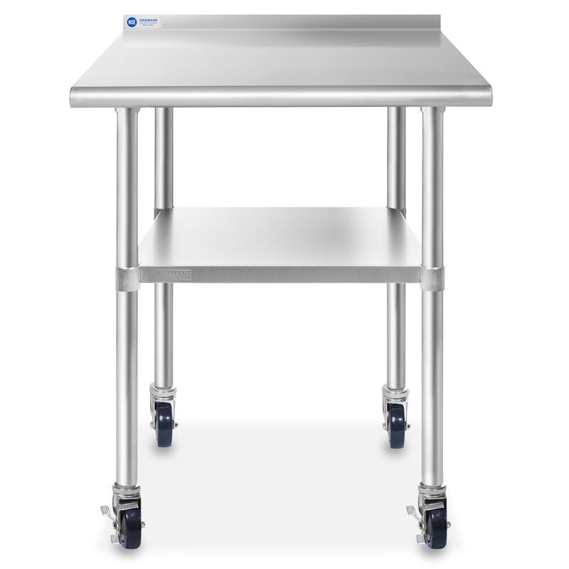 36 x 24in NSF Stainless Steel Prep Table with 4 Casters