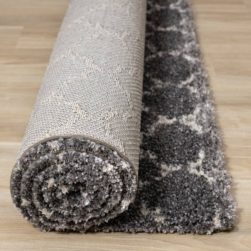 Lush Collection - Grey/Cream Lattice Rug
