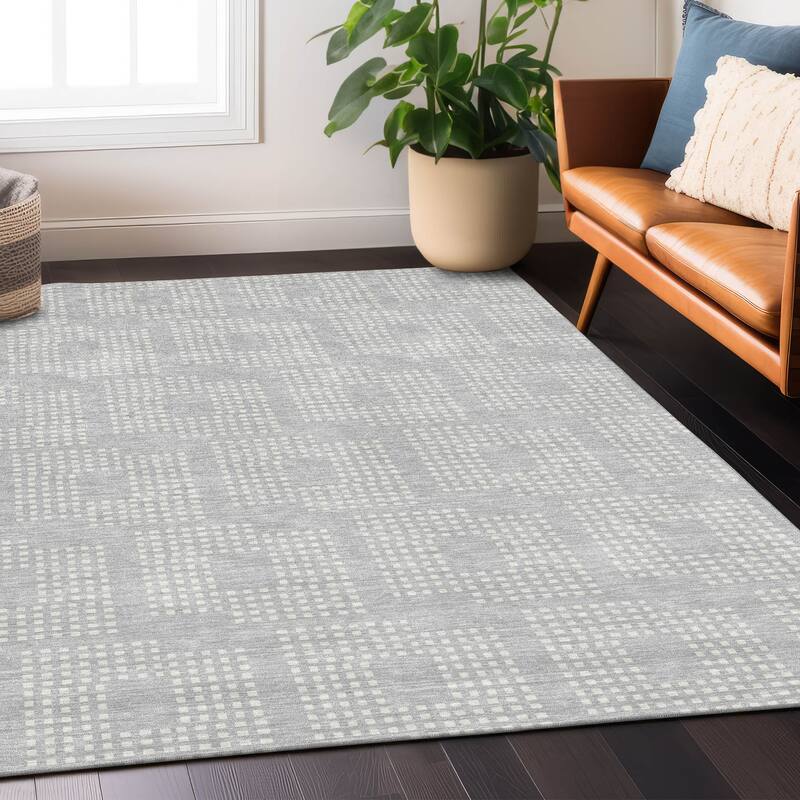 Machine Washable Indoor/ Outdoor Chantille Houndstooth Modern Rug