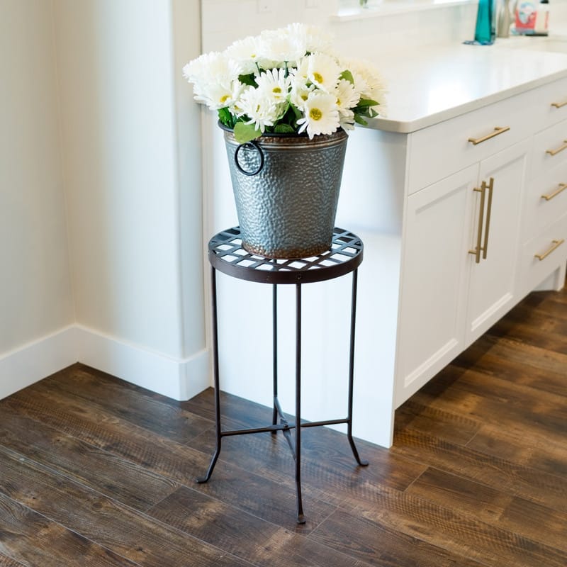 Achla Designs Large Round Table Flowers Plant Stand, 25 Inch Tall, Roman Bronze Powder Coat Finish