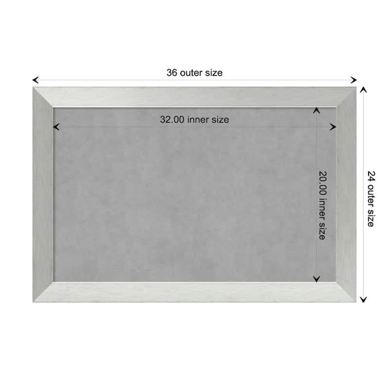 Amanti Art Brushed Sterling Silver Framed Magnetic Board - Board Size 32x20