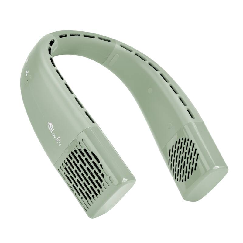 LivePure Neck Fan, Hands Free Portable Fan for Travel and Outdoors. Rechargeable Wearable Personal Fan. - Sage