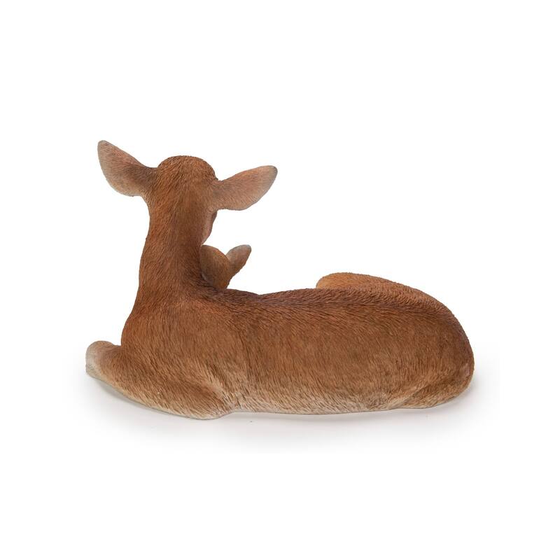 15.75" Brown Cuddling Mother and Baby Fox Outdoor Garden Statue