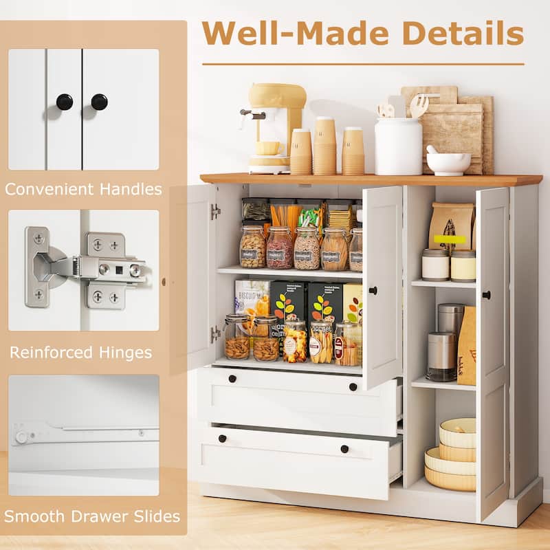 Gymax Sideboard Buffet Cabinet Kitchen Pantry Hutch Storage Cabinet