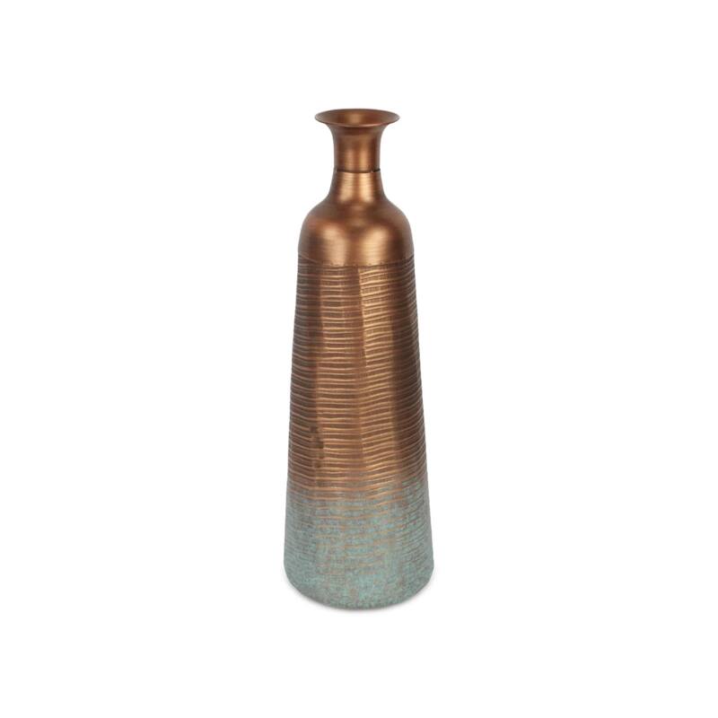 Large Handmade Striped Tapered Vase - 28.5" - Copper Finish