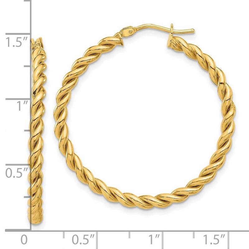 Curata 14k Yellow Gold Polished Twist Hoop Earrings - 35.5x35mm