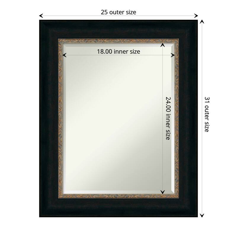 Beveled Bathroom Wall Mirror - Paragon Bronze Frame - Paragon Bronze - Outer Size: 25 x 31 in