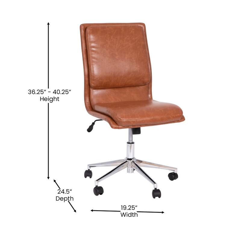 Mid-Back Armless Office Task Chair with Metal 5-Star Base
