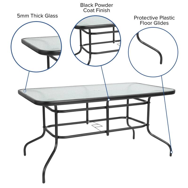 7 Piece Patio Dining Set - Glass Table, 6 Flex Stack Chairs