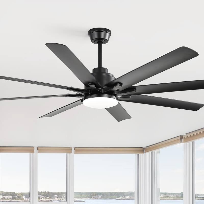 52" Reversible DC Motor Ceiling Fan with Remote/APP Control Dimmable 3-color Temperature, 8 ABS Blades Ceiling Fan Chandelier