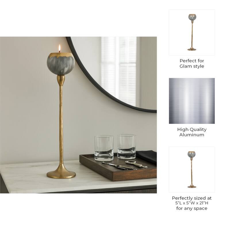 Glass Modern Stem Round Tealight Candle Holder