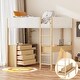 preview thumbnail 1 of 58, Full Size Teddy FleeceLoft Bed Wood Kids Bed,Storage Shelf, Drawers, and Desk,Meticulously Designed Natural