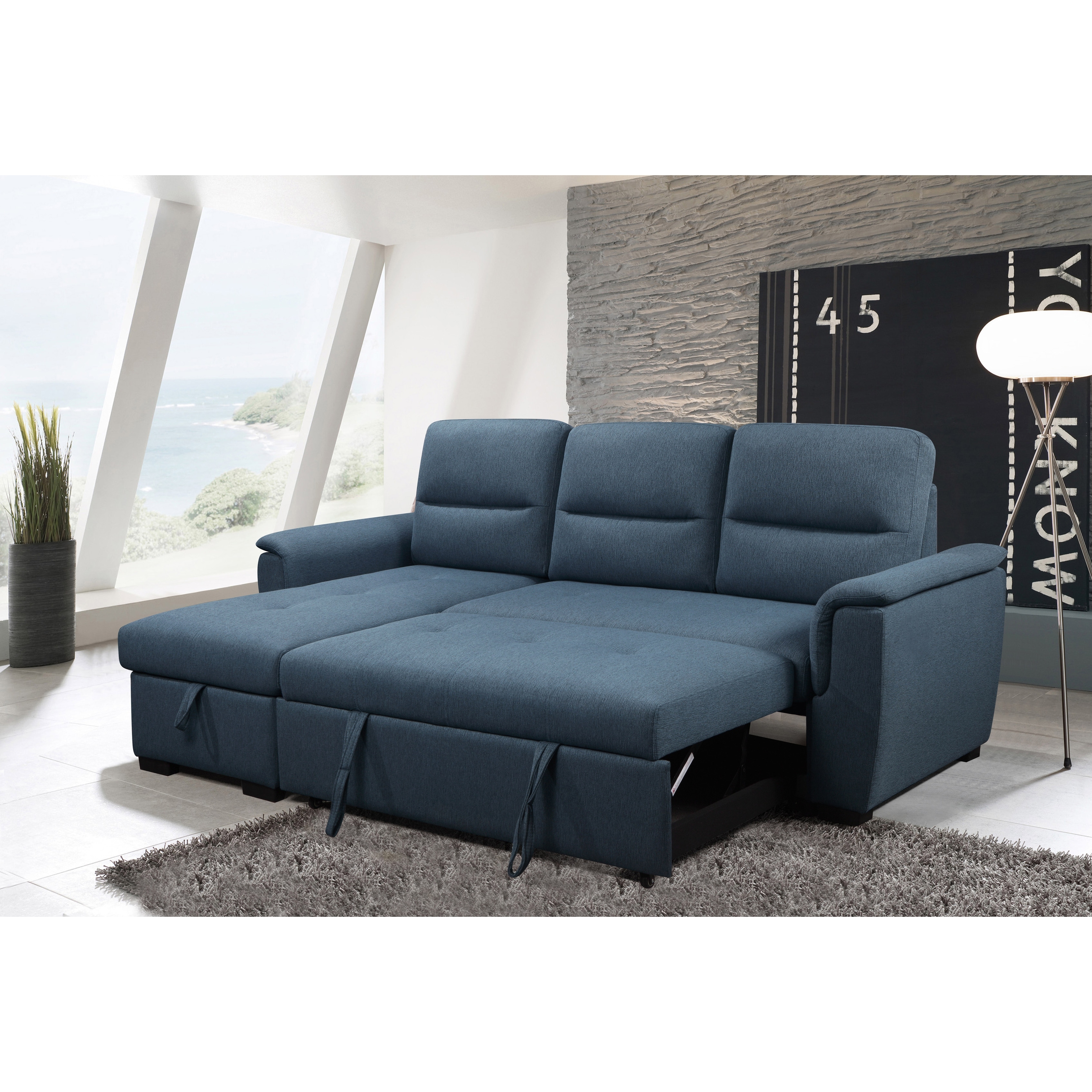 Abbyson living lincoln fabric reversible sales storage sectional with pullout bed