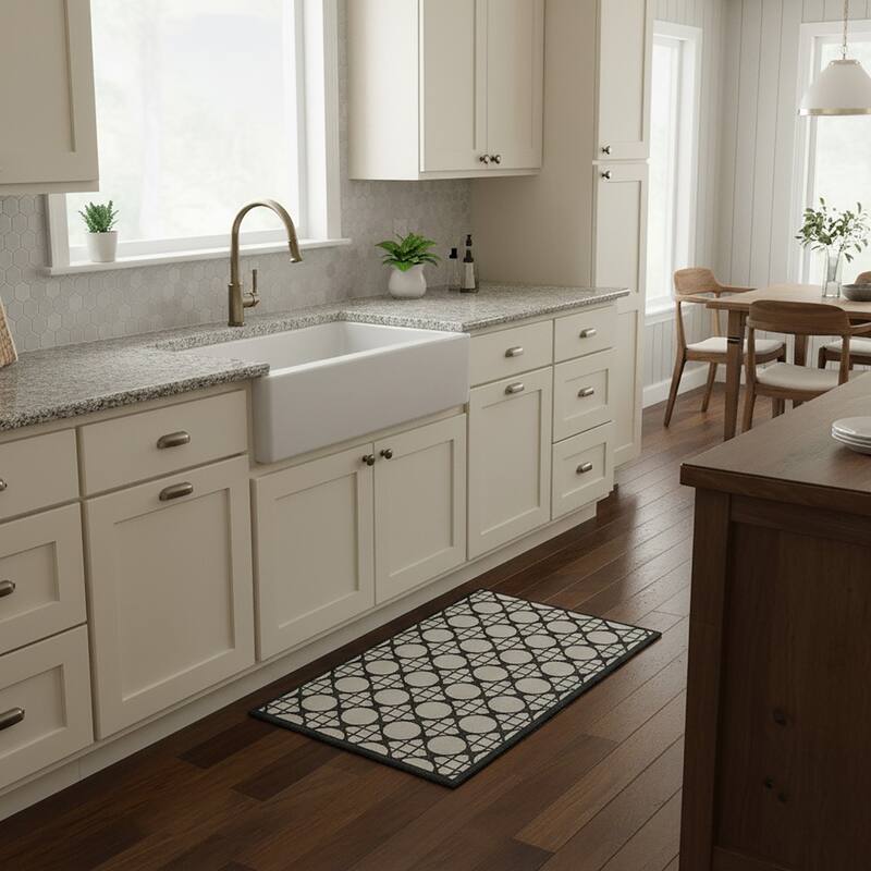 Kitchen Mat 20x32 or Runner 20x48 - Circles Gray - 32L x 20W x 0.2H