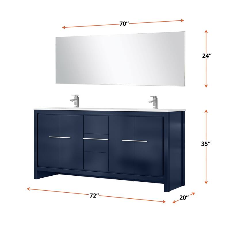 Lafarre Bath Vanity, White Quartz Top, Chrome Faucet Set and Mirror