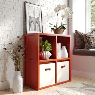 John Louis Home Solid Wood 4 Cube Storage Organizer Red Mahogany