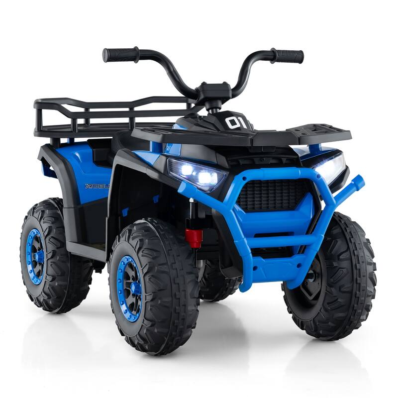 Kids Ride-On ATV with 4-Wheel Shock Absorbers and LED Lights Music Player USB Charging Port - 35" × 19" × 24" (L x W x H) - Navy