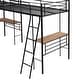 preview thumbnail 7 of 7, Twin Size L-Shaped Metal Loft Bed with Two Built-in Desks and Ladder , Black