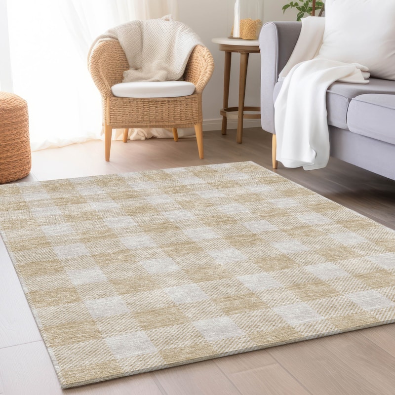 Premium Washable Super Soft Plaid Mayfield Rug - Beige - 9' x 12'