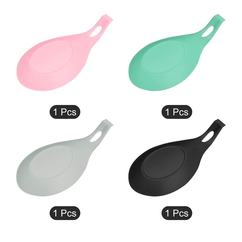 3.74" Heat Resistant Silicone Spoon Rest Kitchen Utensil Holder 4pcs