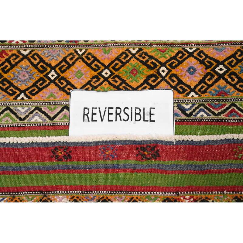 Hand Woven Oriental 100% Wool Carpet Southwestern Tribal Multi-Colored Kilim Area Rug - 7' 9'' X 5' 2''